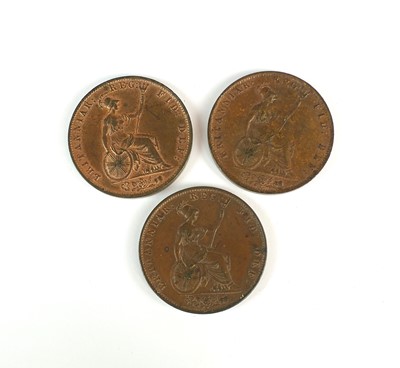 Lot 201 - Three copper half pennies