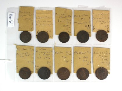 Lot 214 - A collection ten United Kingdom 18th and 19th century copper halfpenny trade tokens