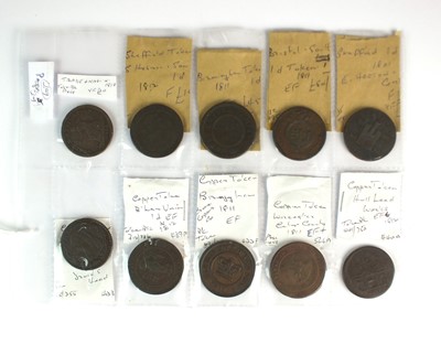 Lot 215 - A collection ten United Kingdom 18th and 19th century copper penny trade tokens