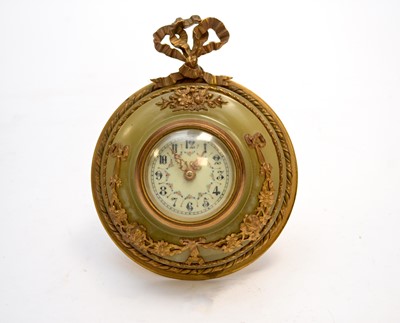 Lot 614 - A Louis XV style gilt-metal and green alabaster strut clock