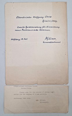 Lot Kurt Mälzer, Gemran Luftwaffe General and War Criminal - Autograph telegram