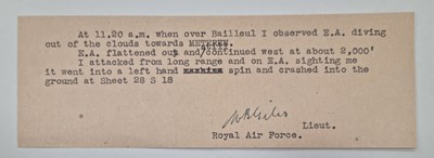 Lot Flying Aces - Royal Flying Corps and Royal Air Force - WW1 autographs
