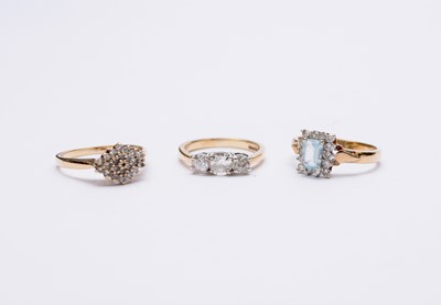 Lot 145 - Three 9ct gold stone set rings