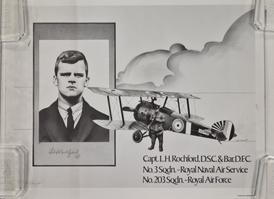 Lot 32 - Five prints after Rich J. Bryant, signed by WW1 Flying Ace Leonard Rochford