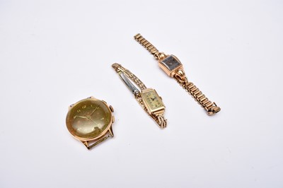 Lot 229 - A gentleman's 18ct Chronographie Suisse wristwatch and two lady's gold wristwatches