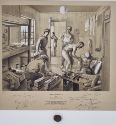 Lot The Great Escape. 'The Entrance' by Bennett Ley Kenyon. Signed by prisoners of the escape.