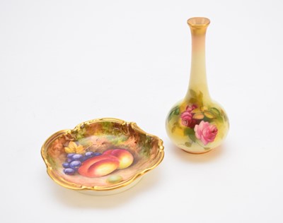 Lot 460 - A Royal Worcester fruit dish and a roses vase