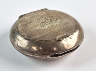 Lot 160 - A military silver circular snuff box with...