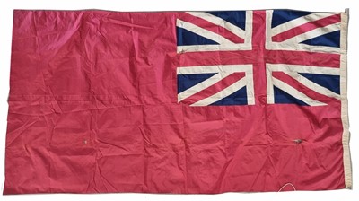 Lot Maritime - Mid-19th century silk ensign with an inscription to Captain Sturdee