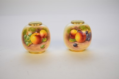 Lot 454 - A pair of Royal Worcester fruit-decorated vases by L Maybury