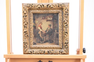 Lot 306 - Austrian School, 'A moment of Reassurance' indistinctlyy signed, oil on panel