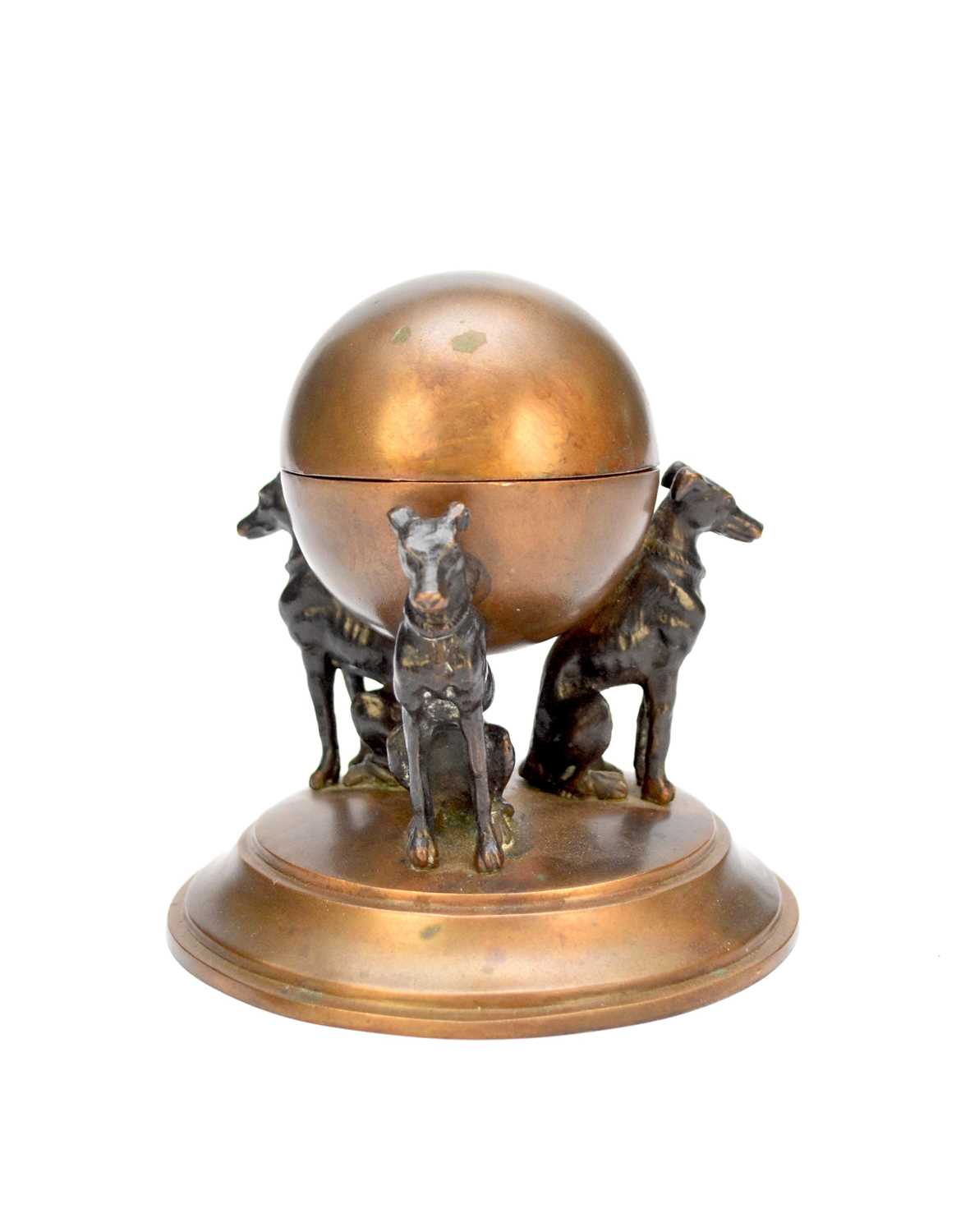 Lot 29 - An early 20th century bronze whippets Inkwell