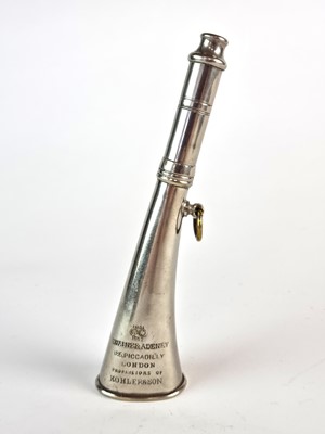 Lot 24 - An early 20th century, nickel 'Kohler' beater's horn by Swaine & Adeney