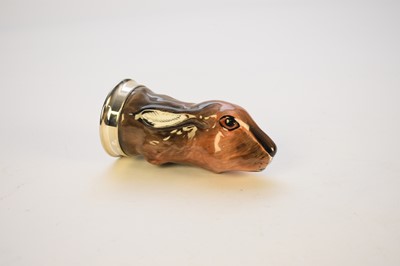 Lot 21 - Staffordshire Ware bone china stirrup cup in the form of a hare