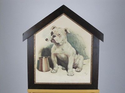 Lot 9 - After Cecil Aldin, 'That's Bully', print, in dog's kennel frame