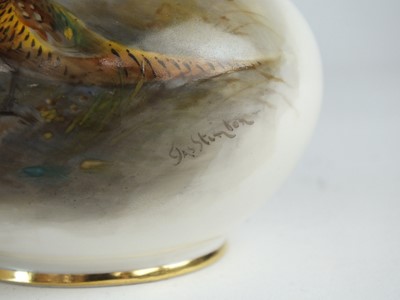 Lot 260 - A near pair of Royal Worcester vases painted by James Stinton with pheasants