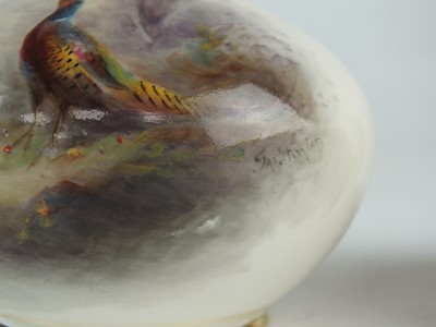 Lot 260 - A near pair of Royal Worcester vases painted by James Stinton with pheasants
