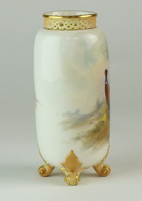 Lot 262 - Royal Worcester vase painted with pheasants by James Stinton