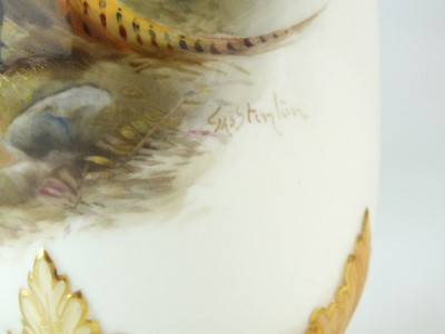 Lot 262 - Royal Worcester vase painted with pheasants by James Stinton