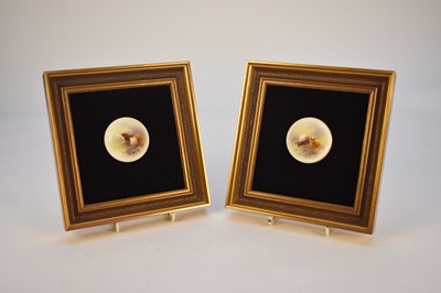 Lot 469 - Pair of Royal Worcester covers painted with Highland Cattle by James Stinton