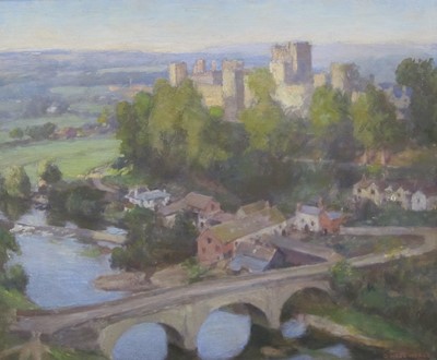 Lot 369 - George Hall Neale. (1863-1940 View towards Ludlow Castle, signed, oil on board, 37.1 x 44.5cm