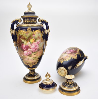 Lot 462 - Royal Worcester vase and cover by Roberts, with broken companion