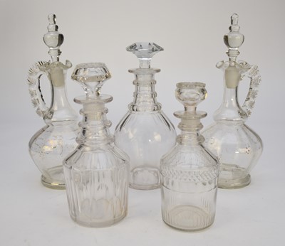 Lot 143 - Three George III decanters and a pair of Victorian decanters