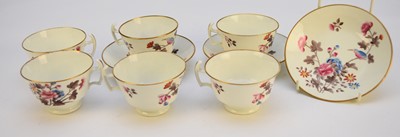 Lot 447 - Six Swansea porcelain teacups and three saucers in the Kingfisher pattern