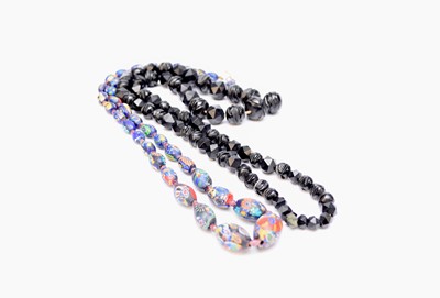 Lot 69 - A jet bead necklace and a Venetian Millifiori bead necklace