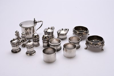Lot 70 - A collection of silver cruets and napkin rings