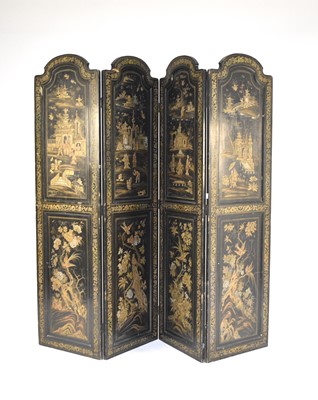 Lot 560 - A late 19th century chinoiserie 4-fold screen