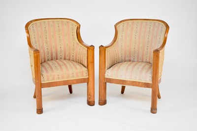 Lot 742 - A pair of 20th century tub armchairs