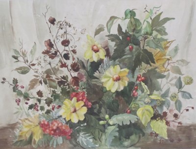 Lot 291 - Phyllis E. Herbert( fl .mid 20th century) Watercolours of Mixed Flowers and Berries