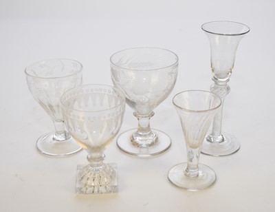 Lot 407 - Late 18th and early 19th century drinking glasses, including air-twist wine and rummers