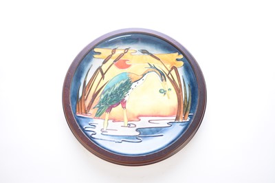 Lot 459 - Moorcroft 'Reeds and Sunset' framed charger