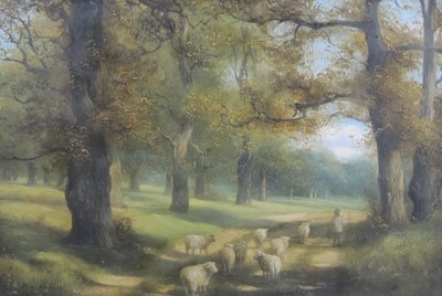 Lot 366 - English School .A rustic scene with sheep, bears , signature 'T. Creswick'