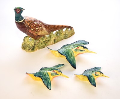 Lot 458 - Three Beswick graduated kingfishers and a Beswick pheasant