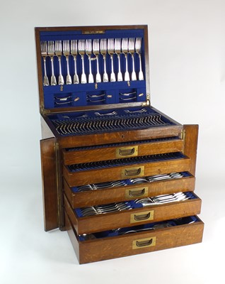 Lot 53 - An impressive comprehensive canteen of Victorian Fiddle and Shell pattern silver flatware
