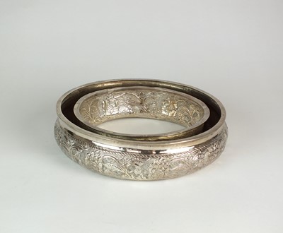 Lot 46 - A white metal Middle Eastern flower ring bowl
