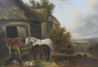 Lot 298 - English School circa 1880. Animals by Farm Buildings