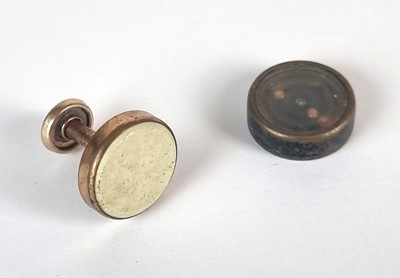 Lot WW2 Escape and Evasion Compass in shirt collar stud, plus one further small escape compass