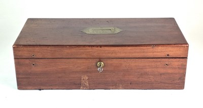 Lot 5 - A mahogany box named to Captain Lyons, H.M.S Madagascar