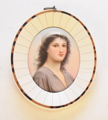 Lot 477 - Continental porcelain portrait miniature of Ruth after Charles Landelle