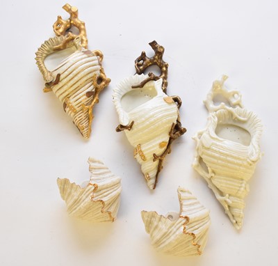 Lot 437 - Five wall pockets in the form of shells, including Royal Worcester