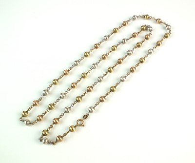 Lot 90 - A tri-coloured 9ct gold bead chain necklace
