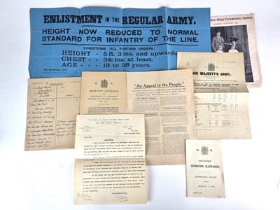 Lot WW1 Recruiting documentation relating to Winterton near Doncaster