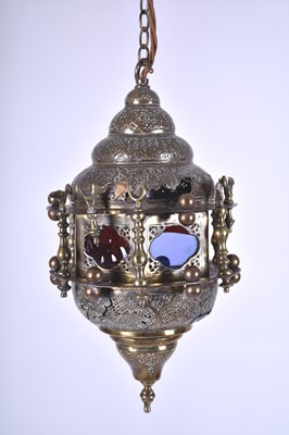 Lot 400 - An Ottoman brass hanging lantern