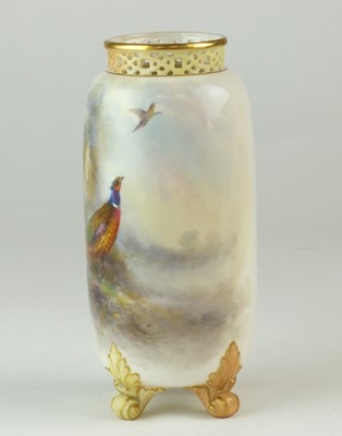 Lot 254 - Royal Worcester vase painted with pheasant by James Stinton