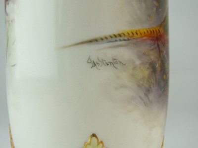 Lot 254 - Royal Worcester vase painted with pheasant by James Stinton