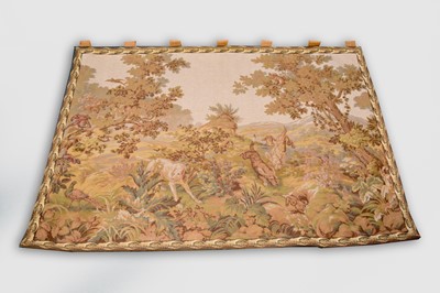 Lot 594 - A French tapestry wall hanging of a hunting scene